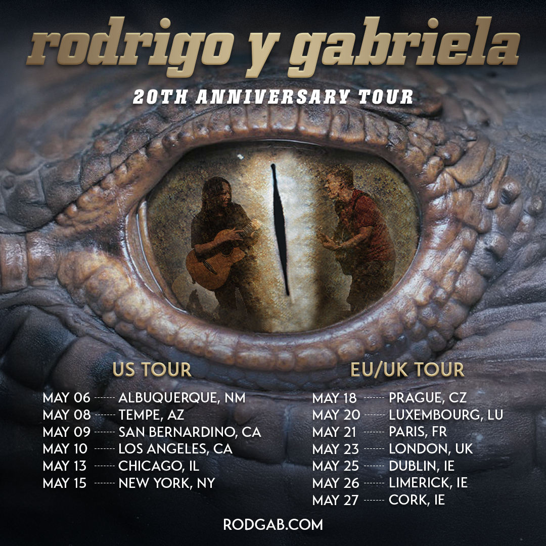 Rodrigo y Gabriela live tour poster 2026